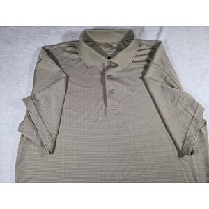 PGA TOUR Golf Polo Shirt Men's XL Khaki Performance Waffle Knit Short Sleeve